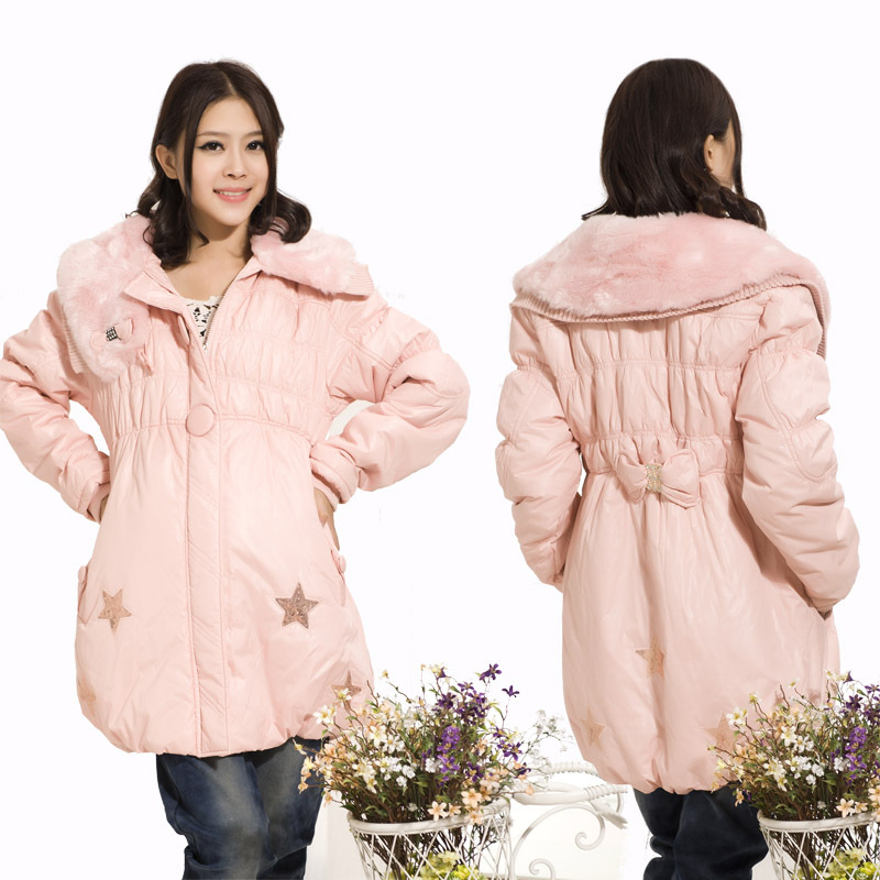 Maternity clothing autumn and winter maternity wadded jacket outerwear fur collar thickening thermal plus size cotton-padded