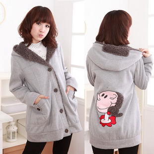Maternity clothing autumn and winter outerwear plus velvet sweet maternity with a hood wadded jacket cotton-padded jacket