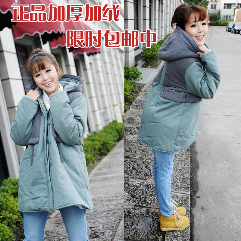 Maternity clothing autumn and winter overcoat wadded jacket cotton-padded jacket fashion thickening thermal top berber fleece
