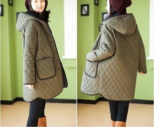 Maternity clothing autumn and winter plaid fashion with a hood maternity wadded jacket overcoat maternity cotton-padded jacket