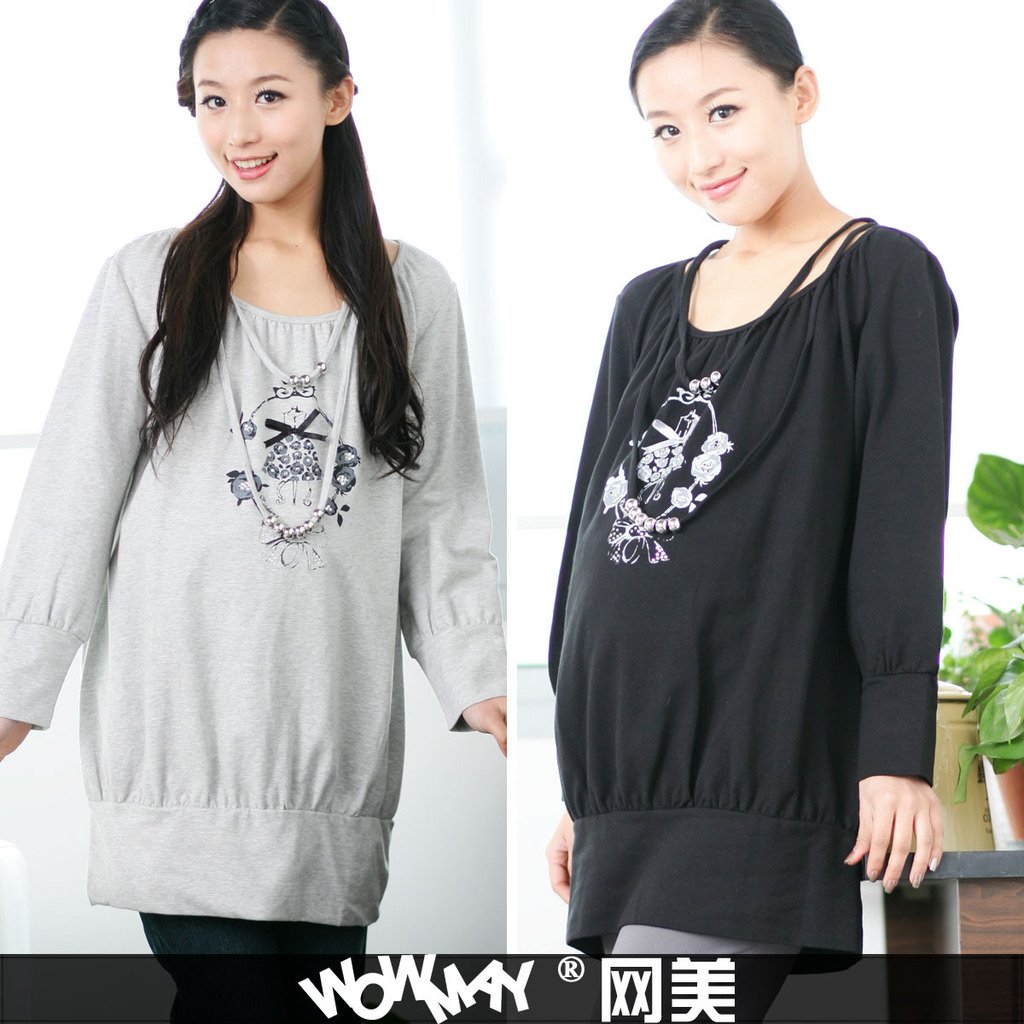 Maternity clothing autumn and winter print t-shirt thickening maternity top sweatshirt 1098101