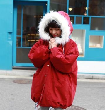 Maternity clothing autumn and winter thickening maternity wadded jacket outerwear medium-long fur collar loose maternity wadded