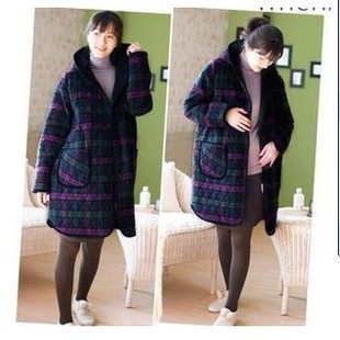 Maternity clothing autumn and winter thickening plaid maternity outerwear cotton-padded jacket fashion plus size maternity top