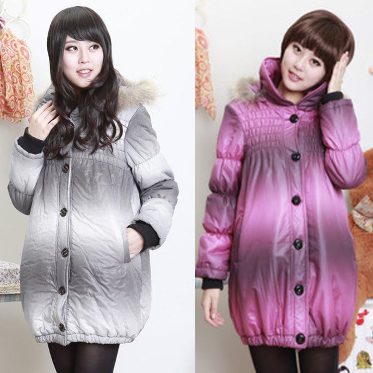 Maternity clothing autumn and winter turn-down collar small plaid gradient color cotton-padded jacket outerwear maternity wadded