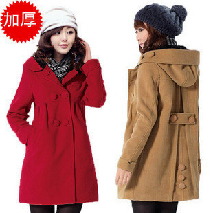 Maternity clothing autumn and winter wool coat thickening thermal flock printing loose plus size comfortable maternity overcoat