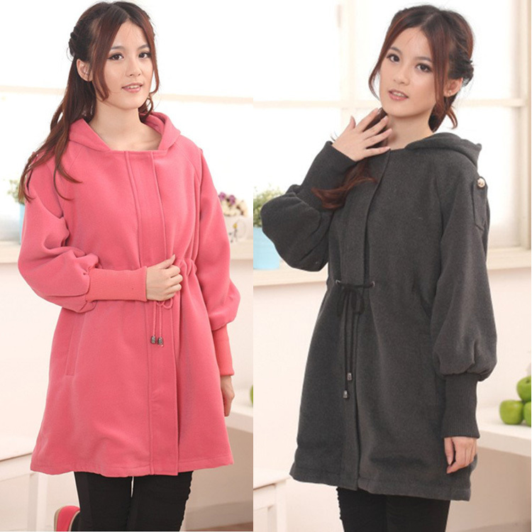 Maternity clothing autumn and winter woolen maternity hooded outerwear maternity trench overcoat rib knitting -181