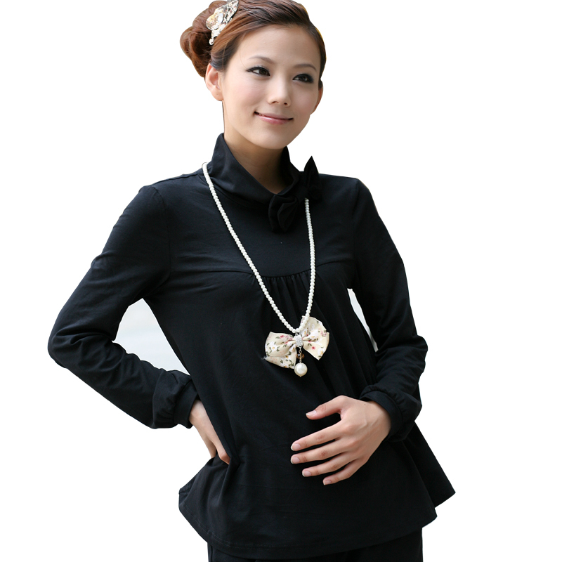 Maternity clothing autumn bow basic shirt maternity top long-sleeve maternity t-shirt u221