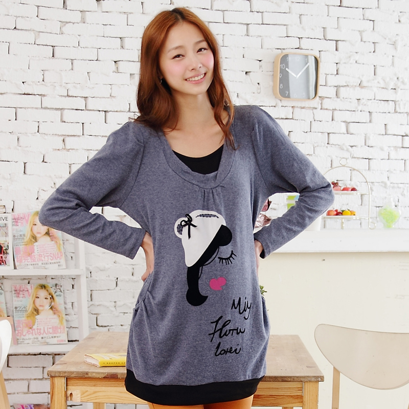 Maternity clothing autumn cartoon graphic patterns fashion maternity long-sleeve top 11200