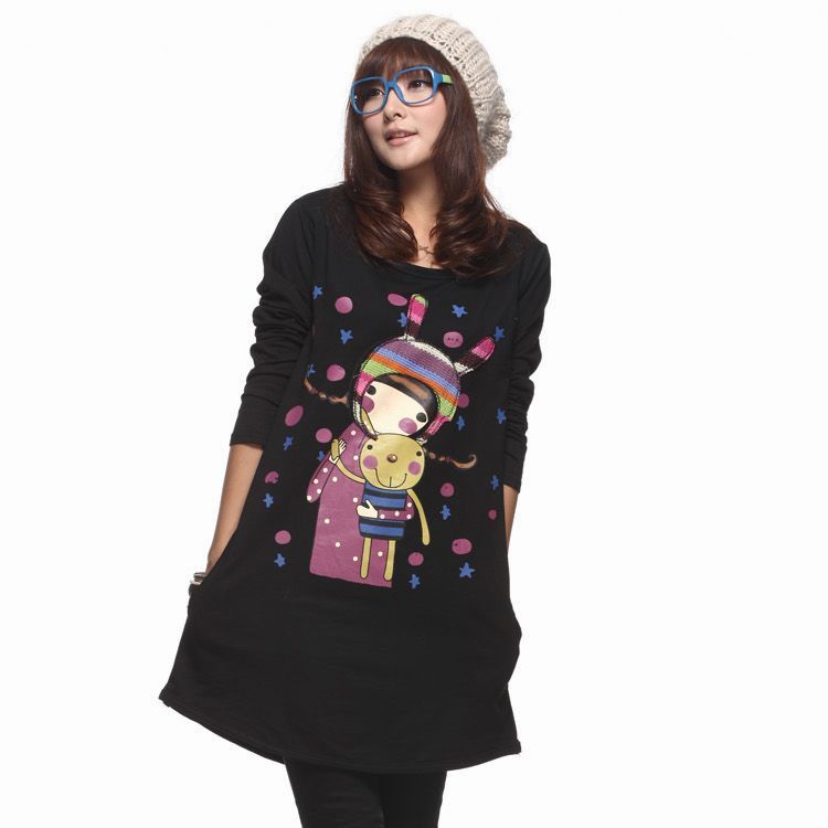 Maternity clothing autumn casual all-match applique cartoon doll maternity long-sleeve T-shirt