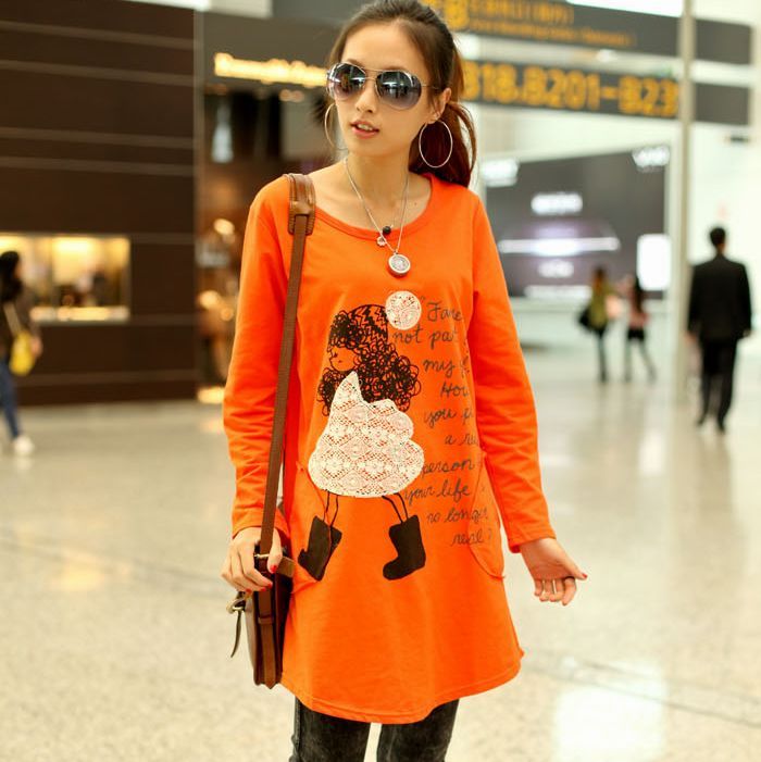 Maternity clothing autumn casual girl long-sleeve T-shirt maternity long design