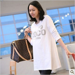 Maternity clothing autumn coco letter loose maternity t-shirt maternity top