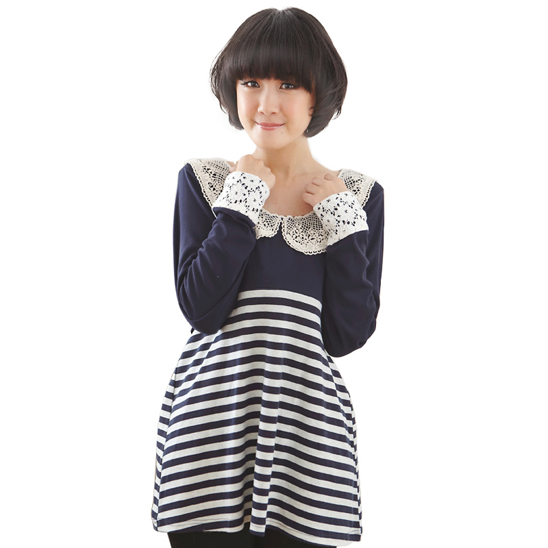 Maternity clothing autumn fashion lace collar maternity nursing top t-shirt 12622