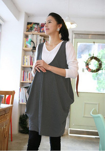 Maternity clothing autumn fashion maternity dress twinset white long-sleeve T-shirt grey tank dress 34375