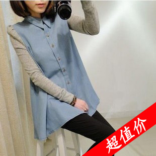 Maternity clothing autumn fashion puff sleeve small lapel maternity shirt maternity top
