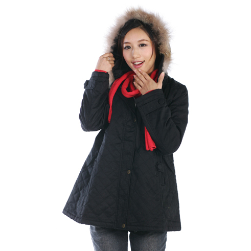 Maternity clothing autumn fashion solid color wool plaid maternity clip cotton-padded coat top 6969402