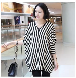 Maternity clothing autumn fashion stripe maternity t-shirt loose plus size batwing shirt maternity top