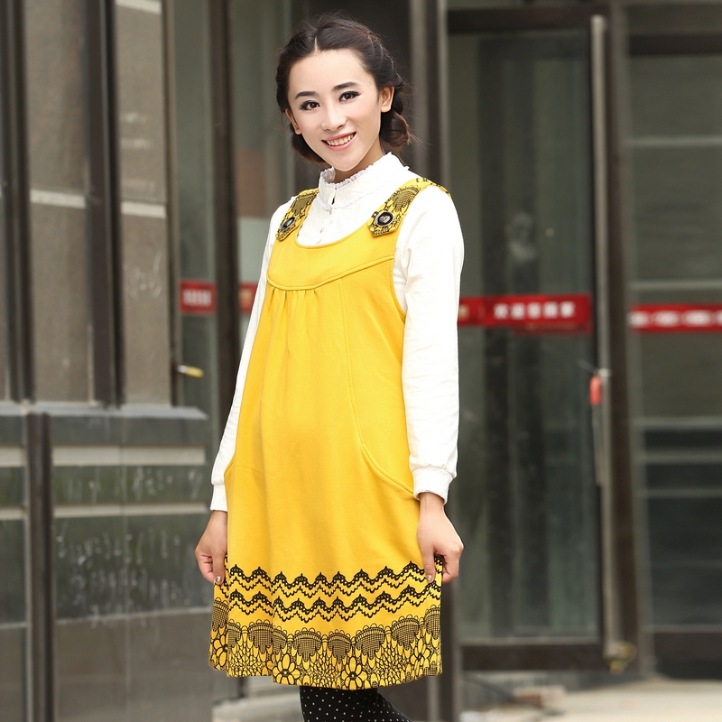 Maternity clothing autumn fashion vest dress tank dress 100% cotton maternity dress 2 - 121053