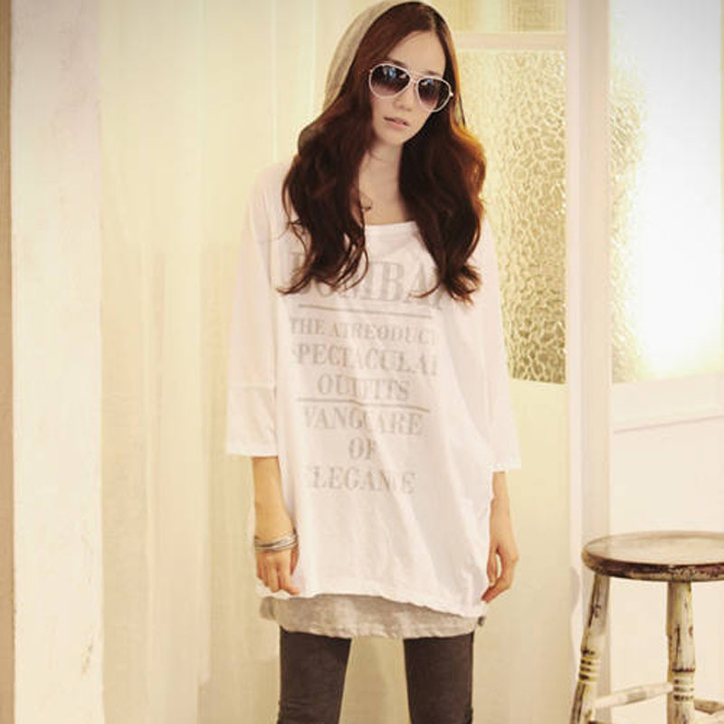 Maternity clothing autumn half sleeve dovetail long design t-shirt with a hood vest maternity clothing twinset t-shirt