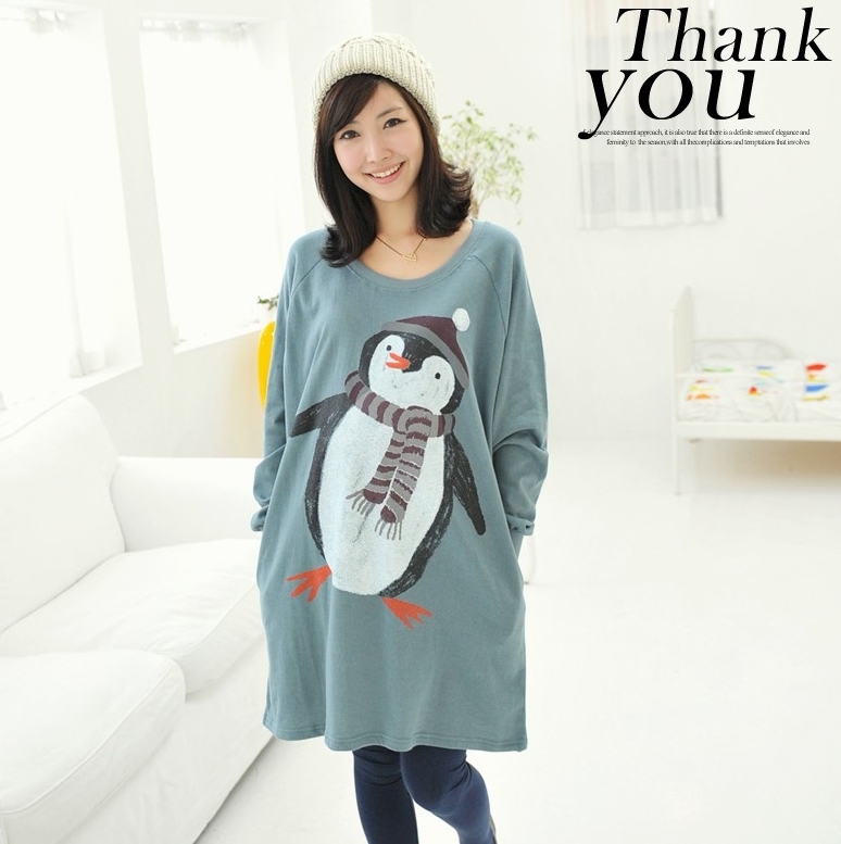 Maternity clothing autumn long design penguin maternity t-shirt maternity top maternity autumn and winter sweatshirt