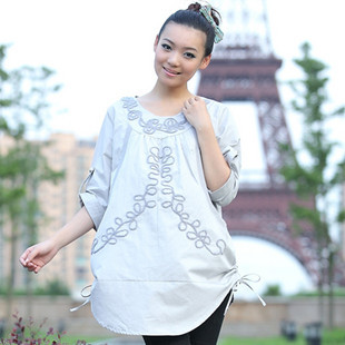 Maternity clothing autumn long-sleeve adjustable shirt fashion 100% cotton maternity casual shirt a058