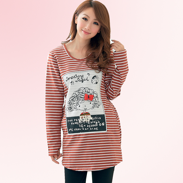 Maternity clothing autumn maternity top fashion cartoon graphic patterns 12619