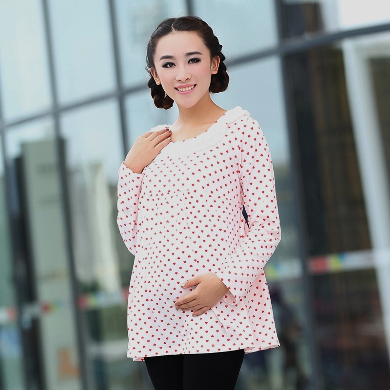 Maternity clothing autumn maternity top gentlewomen long-sleeve T-shirt basic shirt 12010