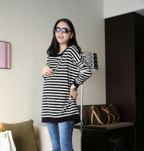 Maternity clothing autumn maternity top maternity sweatshirt stripe o-neck batwing shirt