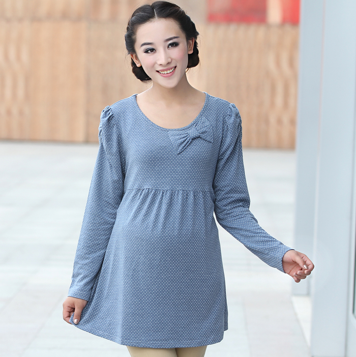 Maternity clothing autumn maternity top sweater long-sleeve maternity t-shirt dot clothes y1278