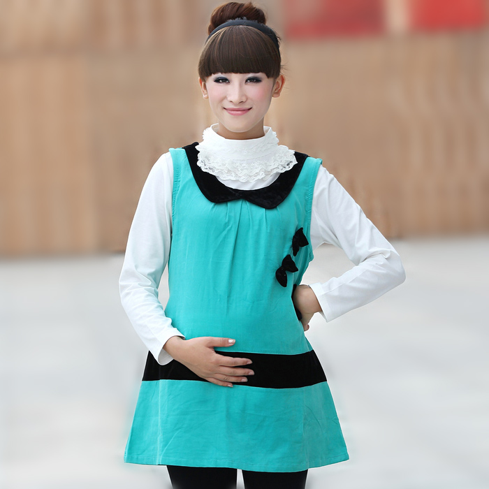 Maternity clothing autumn maternity vest fashion corduroy tank dress maternity top q3205