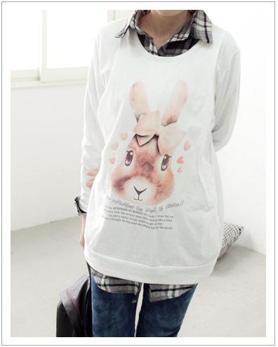 Maternity clothing autumn rabbit maternity top nursing clothing t-shirt 11162