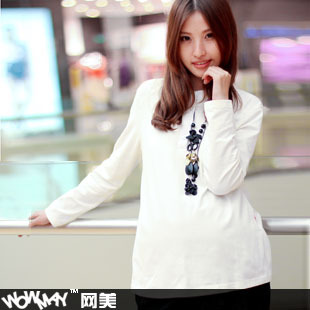 Maternity clothing autumn small stand collar fashionable casual t-shirt maternity top