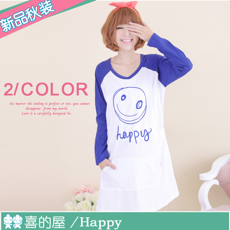 Maternity clothing autumn smiley fashion maternity dress nursing maternity one-piece dress 64304