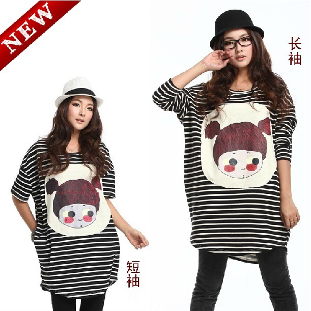 Maternity clothing autumn stripe t-shirt cartoon bianzi girl maternity long-sleeve top lovely sweatshirt