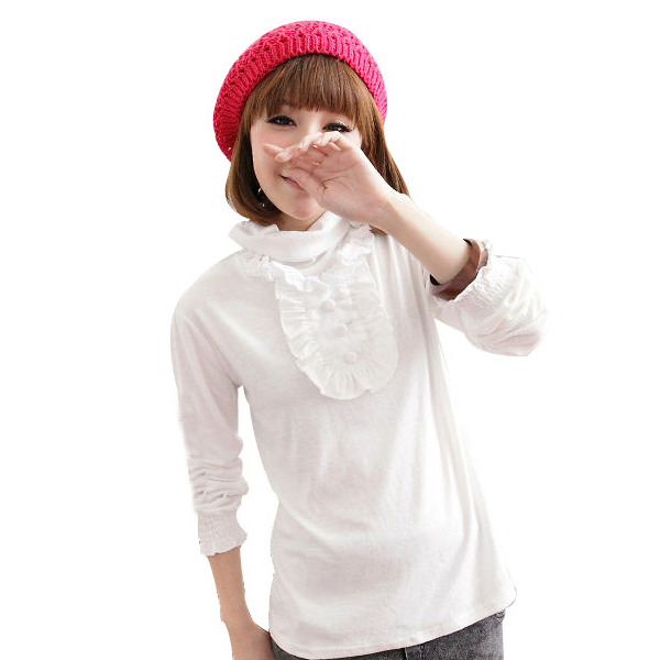 Maternity clothing autumn sweet ruffle bag buckle all-match maternity basic shirt basic shirt free shipping dropshipping