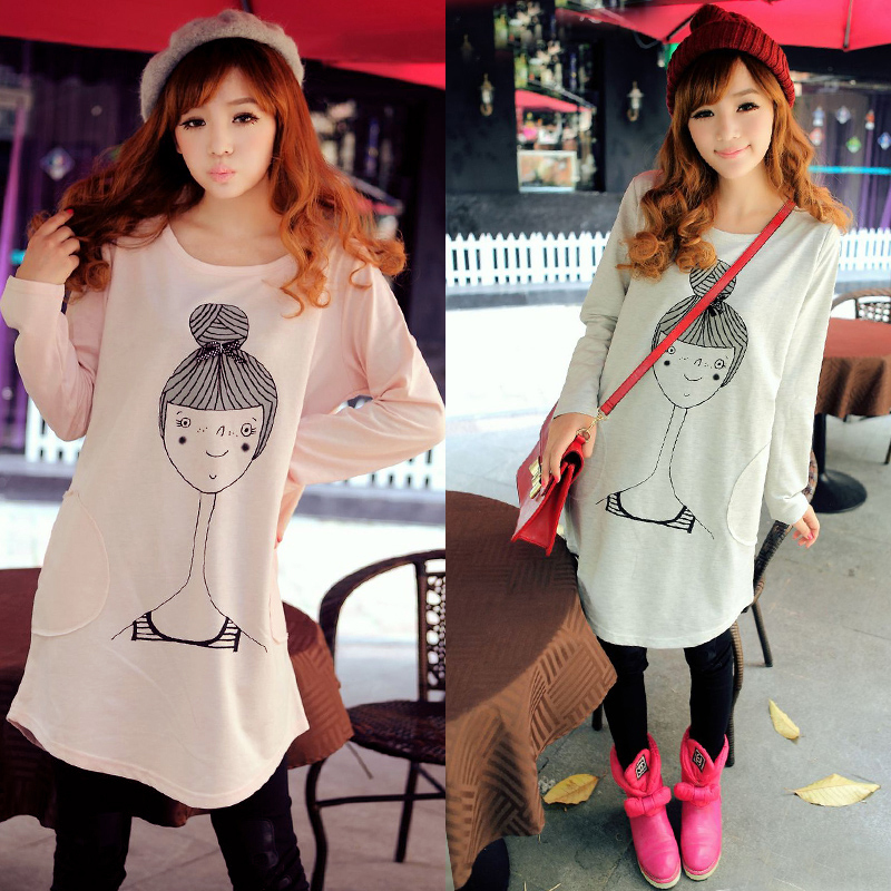 Maternity clothing autumn t-shirt maternity plus size autumn loose cartoon print fashion long-sleeve T-shirt