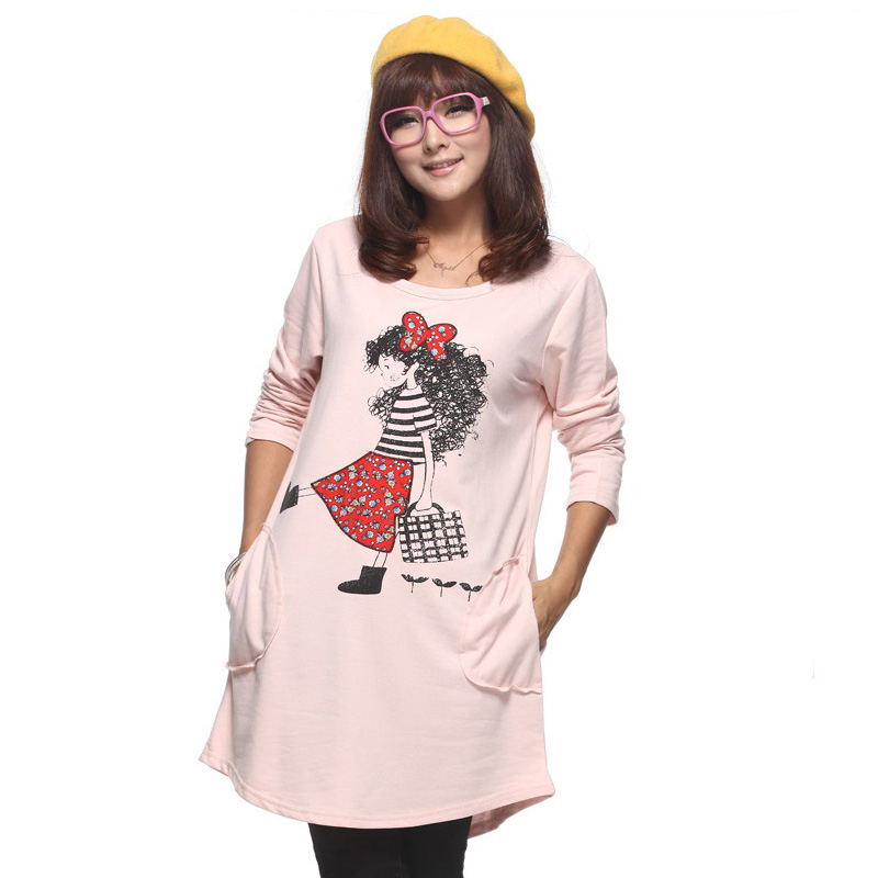 Maternity clothing autumn top fashion long design girl print maternity long-sleeve T-shirt loose