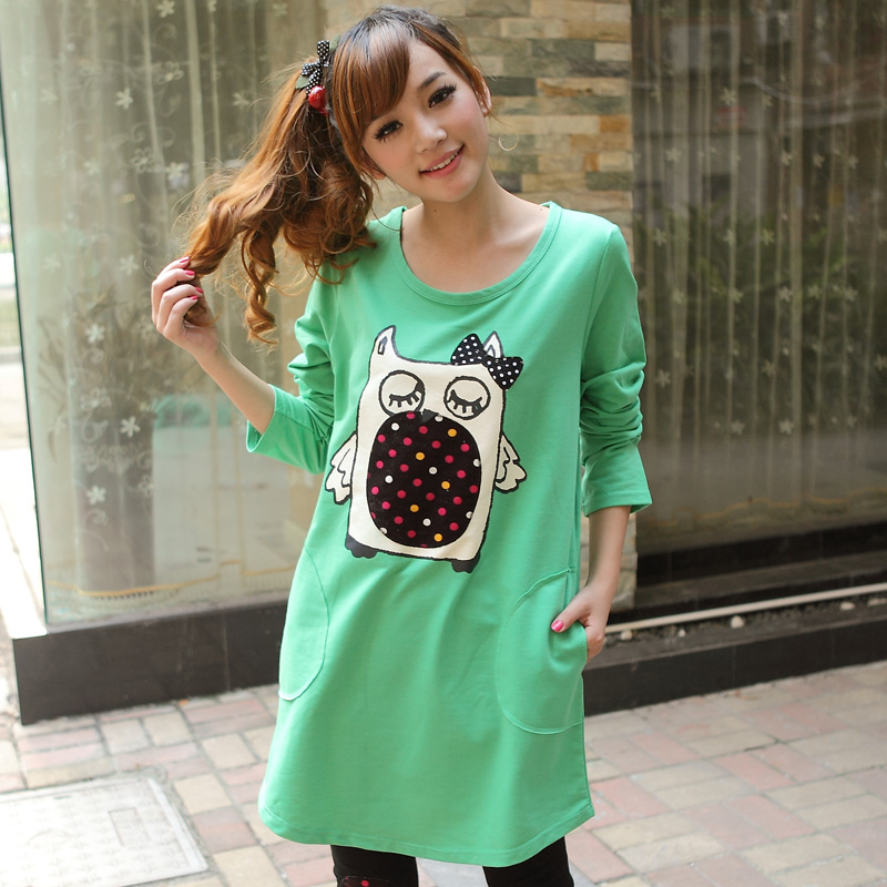 Maternity clothing autumn top fashion maternity long-sleeve T-shirt loose long design maternity long-sleeve T-shirt