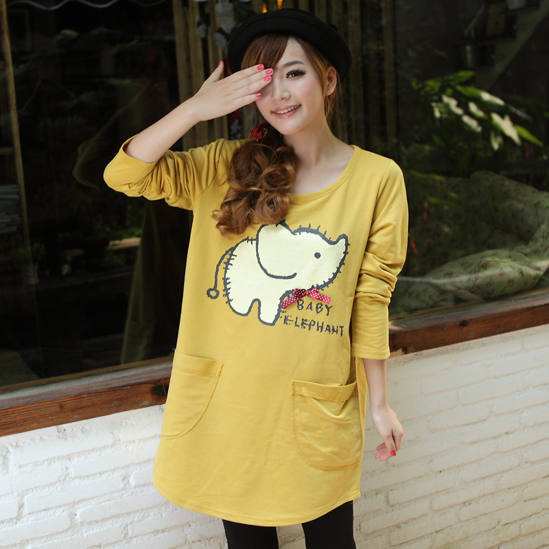 Maternity clothing autumn top fashion maternity long-sleeve T-shirt loose long design maternity long-sleeve T-shirt