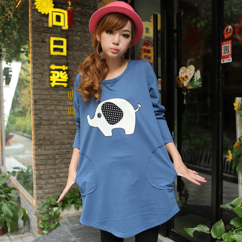 Maternity clothing autumn top fashion maternity long-sleeve T-shirt loose long design maternity long-sleeve T-shirt