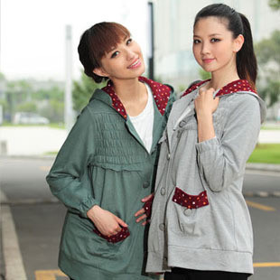 Maternity clothing autumn top maternity long design outerwear 100% cotton maternity casual sportswear