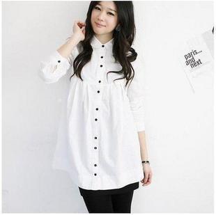 Maternity clothing autumn top shirt long-sleeve set fashion maternity stand collar shirt black and white shirt