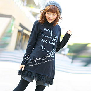 Maternity clothing autumn top turtleneck laciness casual maternity top maternity t-shirt 22769