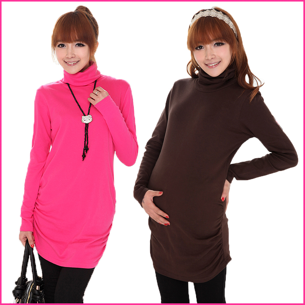 Maternity clothing autumn turtleneck basic shirt 100% cotton maternity sweater top