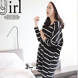 Maternity clothing autumn upperwear plus size mm long design fine stripe maternity t-shirt long-sleeve maternity top