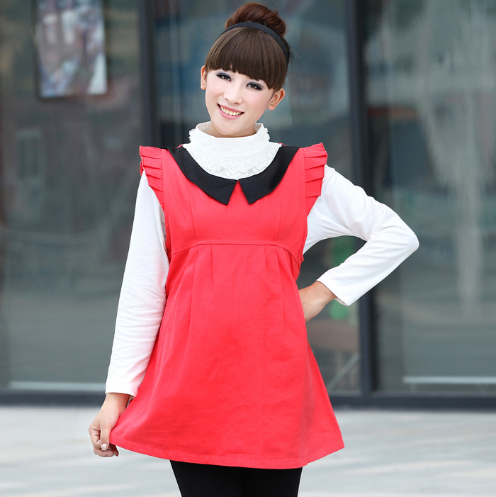 Maternity clothing autumn vest skirt peter pan collar maternity tank dress fashion maternity braces skirt q3263