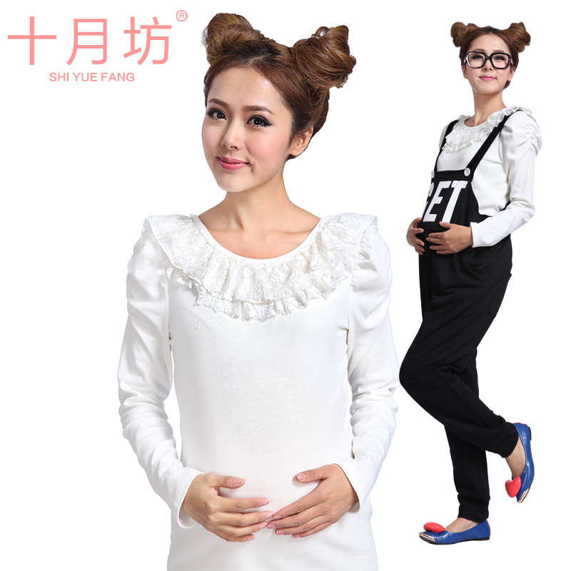 Maternity clothing basic shirt long-sleeve top spring and autumn t-shirt 100% cotton loose basic shirt ,Free shipping