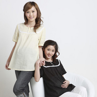 Maternity clothing belt o-neck laciness maternity top 8214 thin