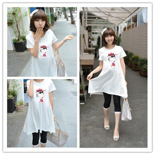 Maternity clothing casual long design o-neck short-sleeve T-shirt