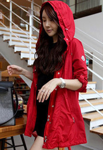 Maternity clothing drawstring with a hood slim tooling casual thin maternity trench outerwear