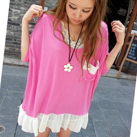 Maternity clothing fashion loose chiffon patchwork long design maternity top plus size t-shirt dress beach summer dress